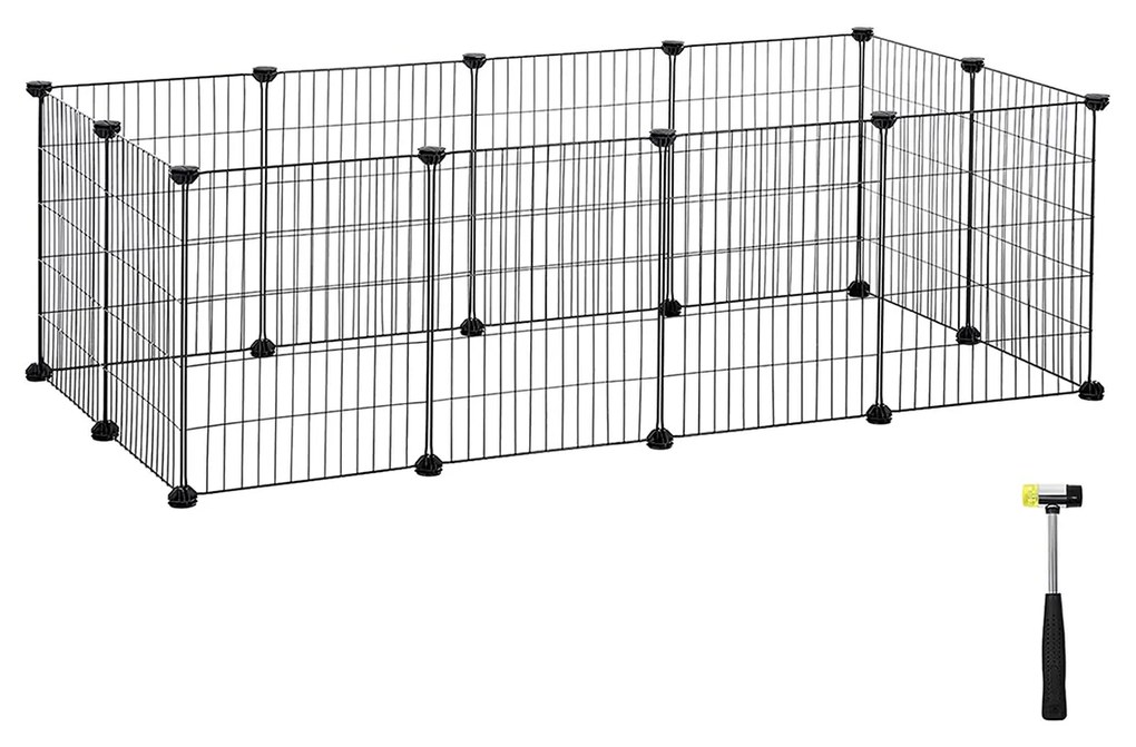 Cercadinho de cobaia SONGMICS, gaiola interna para coelhos, grande gabinete para exercícios, cerca modular de metal DIY para hamster, animal de estimação, animais pequenos, preto LPI01H