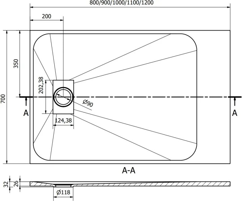 Mexen Hugo base de duche retangular SMC 100 x 70 cm, preta - 42707010