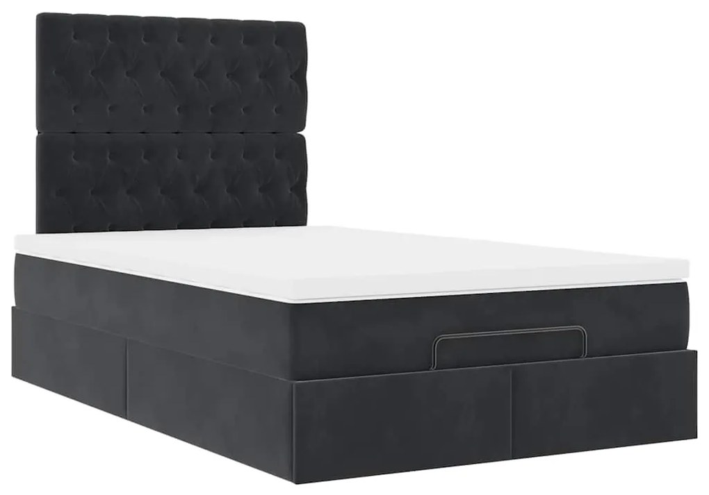 Estrutura de cama otomana com colchões preto 120x190 cm Veludo