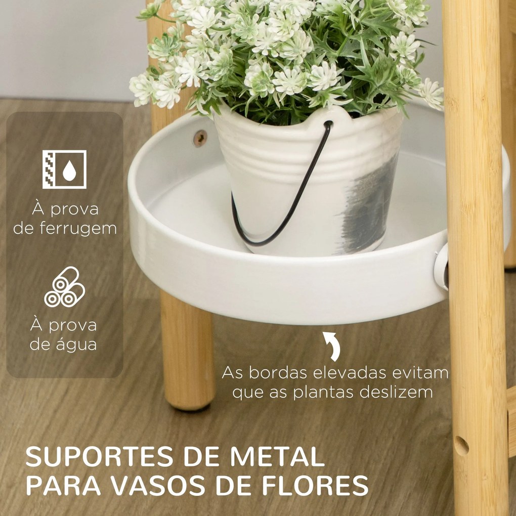 Outsunny Suporte para Plantas Prateleira para Plantas com Pés de Bambu