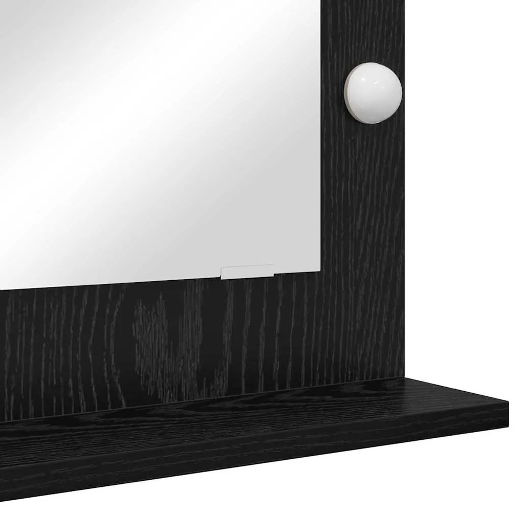 Espelho de Vaidade com Luzes LED Carvalho Preto 70x50x18 cm