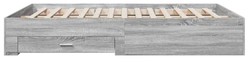 Estrutura de cama c/ gavetas derivados madeira cinza sonoma