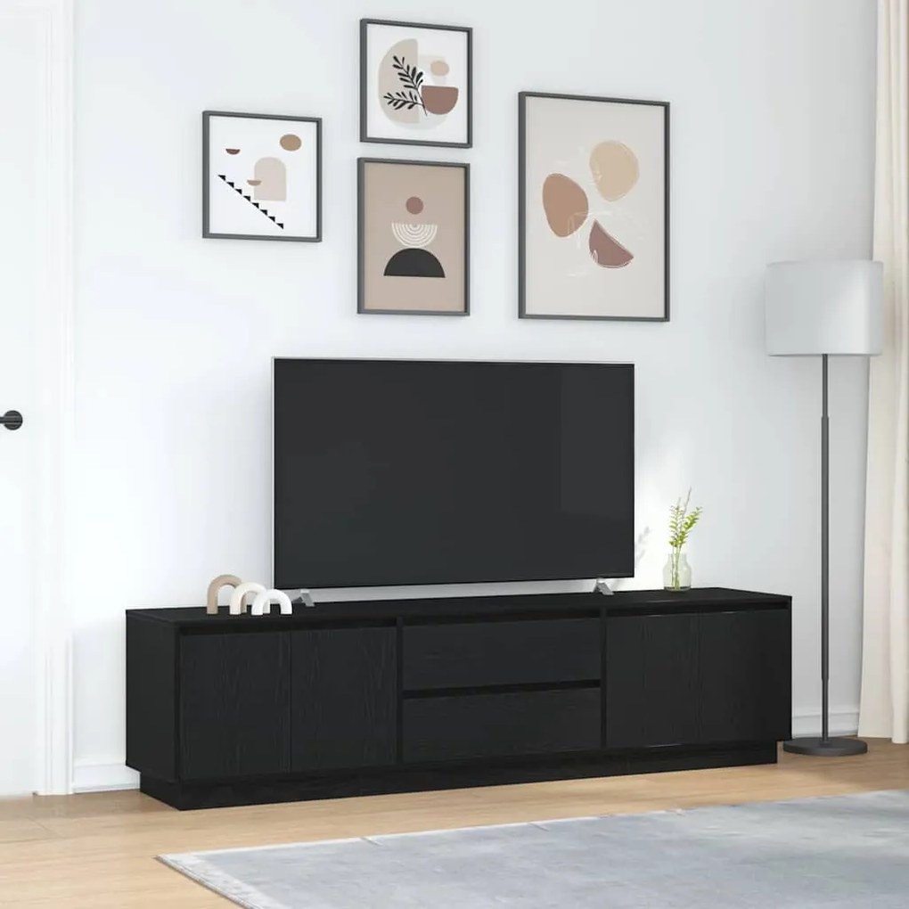 Móvel de TV com luzes LED 193,5x41x50 cm carvalho preto