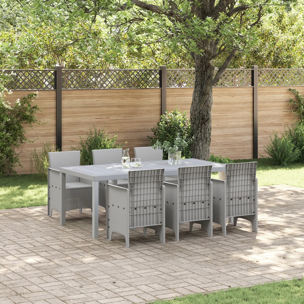 vidaXL Conjunto de Jantar de Jardim de 7 Peças Cinza Claro de Polyrattan