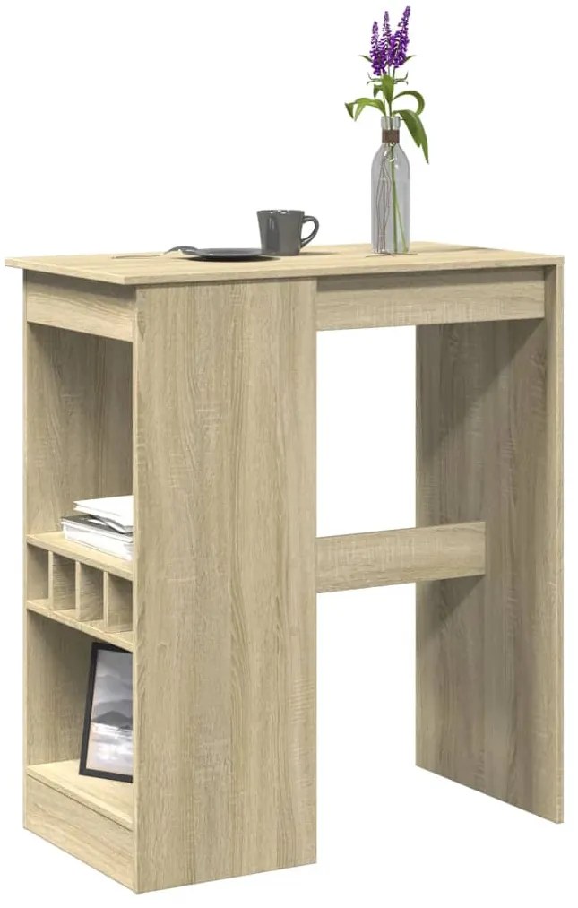 vidaXL Mesa de bar com prateleiras derivados madeira carvalho sonoma