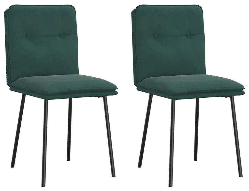 Cadeiras de jantar 2 pcs veludo verde-escuro