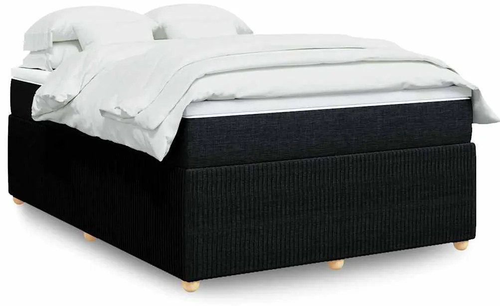 Cama com molas/colchão 140x200 cm tecido preto