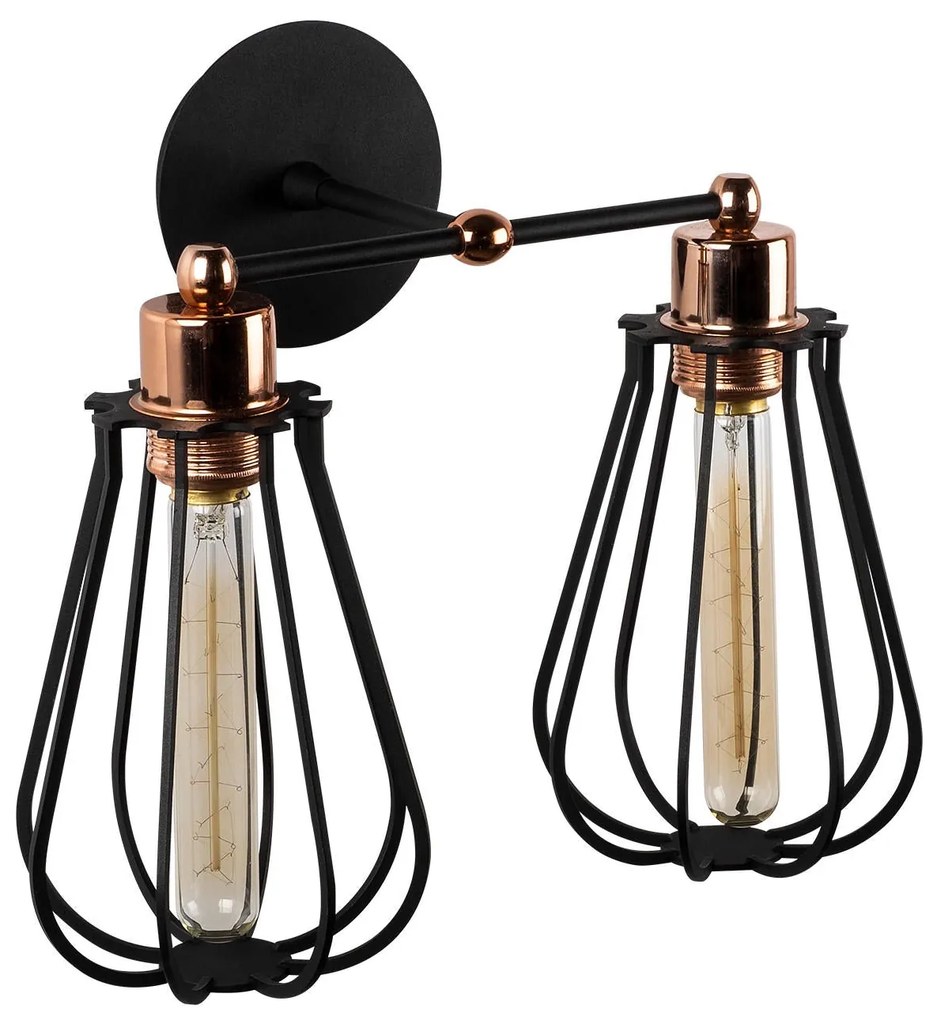 Aplique de Parede Fetiye – Preto e Bronze – 15 cm Ø