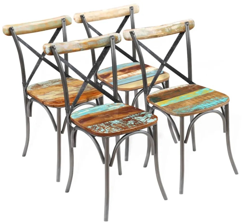 Cadeiras de jantar 4 pcs madeira recuperada maciça