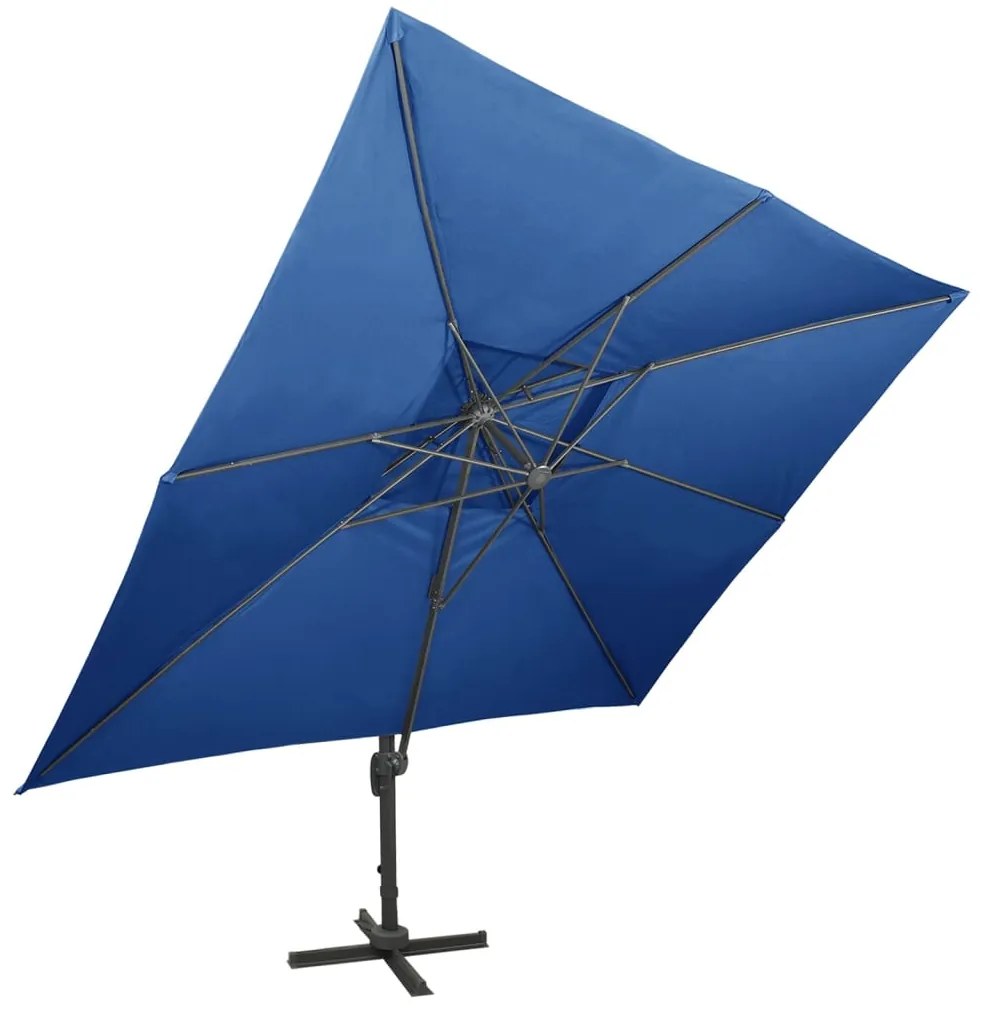 Guarda-sol jardim cantilever toldo duplo 400x300 cm azul-ciano
