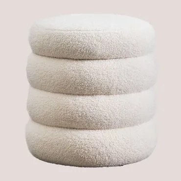 Puff Com Armazenamento Em Chenille Jutson Chenille Branco - Sklum