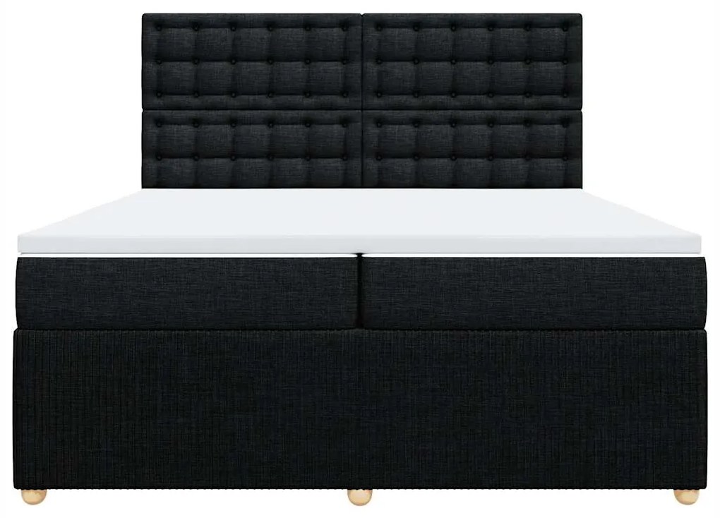 Cama com molas/colchão 200x200 cm tecido preto