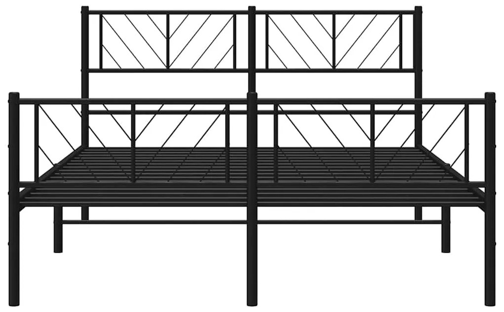 Estrutura de cama com cabeceira e pés 150x200 cm metal preto