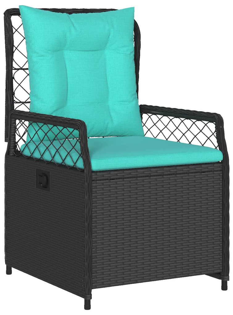 Conjunto de Jantar de Jardim de 7 Peças Preto Rattan Poliéster