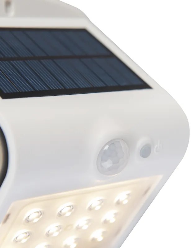 Candeeiro de parede exterior branco 14,5 cm com médios e sensor solar - Daya Moderno