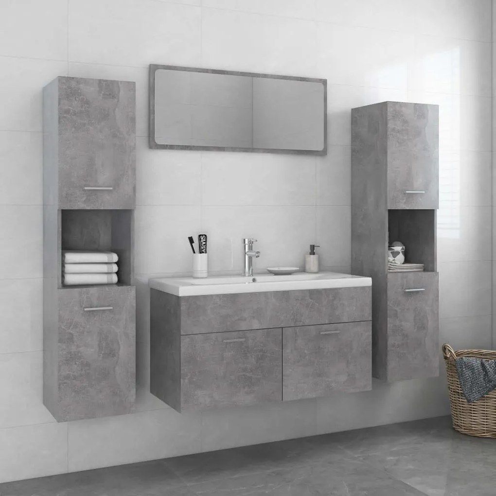 3071067 vidaXL Conjunto móveis casa de banho contraplacado cinzento cimento