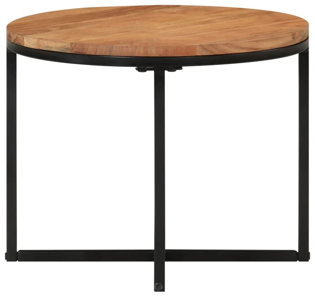 Mesa de centro 45x45x35 cm madeira de acácia maciça e ferro
