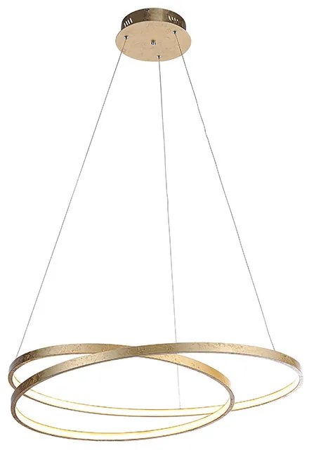 Candeeiro de suspensão de design dourado de 72 cm com LED regulável - Rowan Design