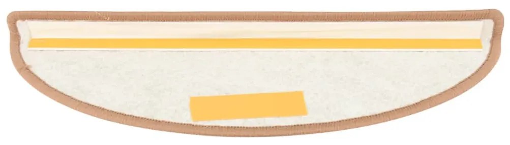 Tapete/carpete para degraus 15 pcs 56x17x3 cm castanho-claro