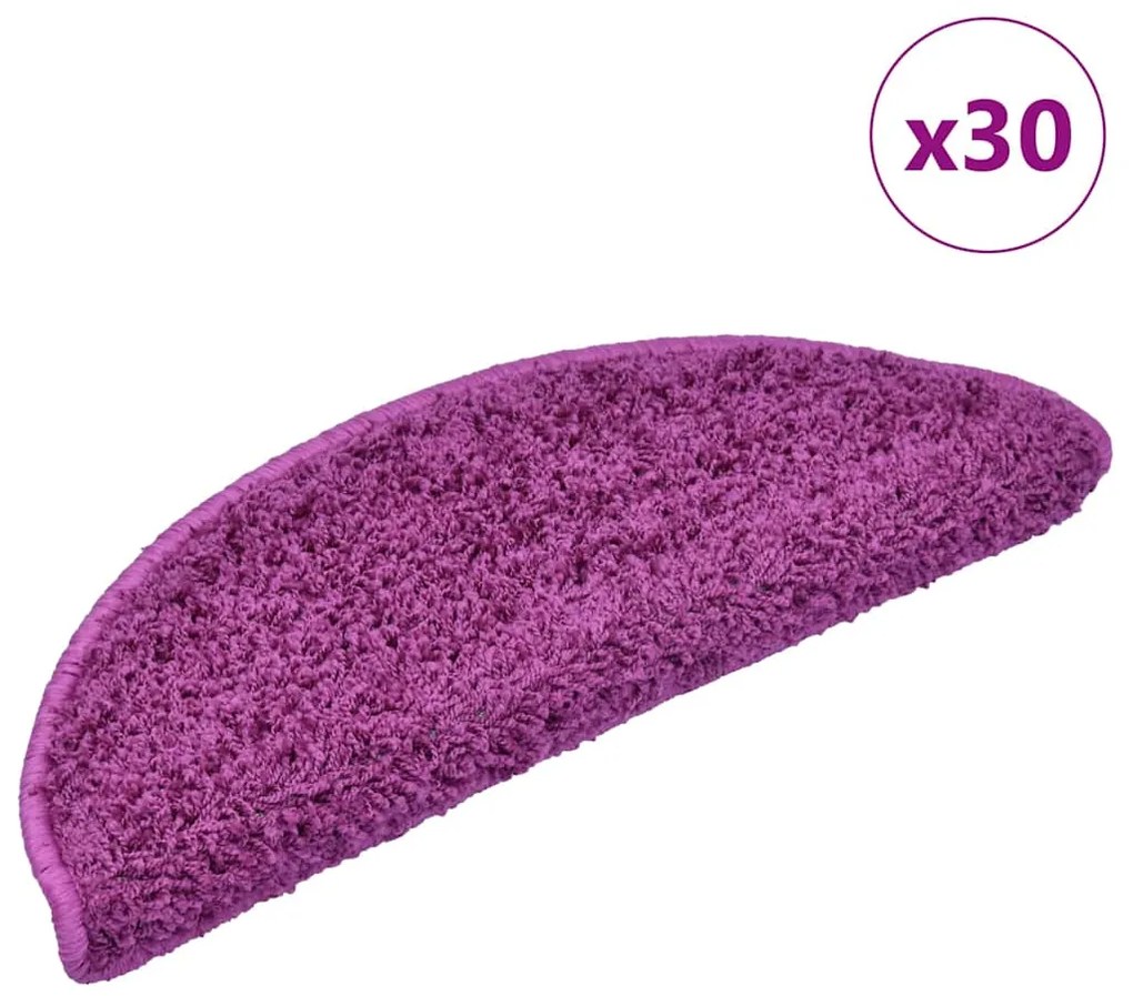 vidaXL Tapetes de escada 30 pcs 65x21x4 cm violeta