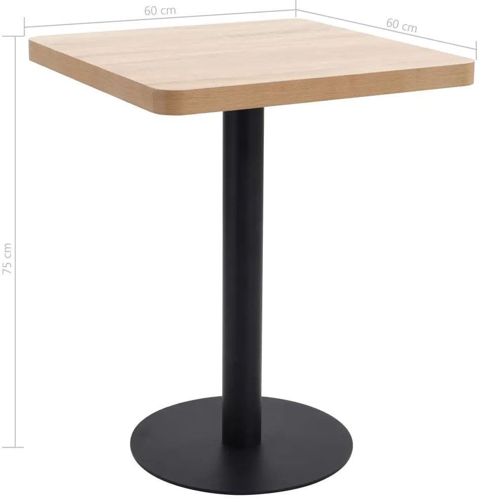 Mesa bistrô 60x60 cm MDF castanho-claro