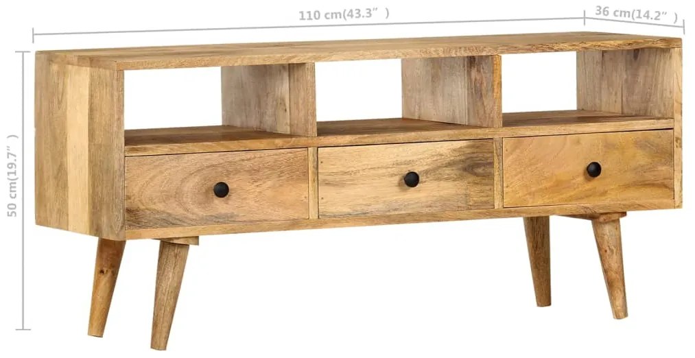 Móvel de TV 110x36x50 cm madeira de mangueira maciça