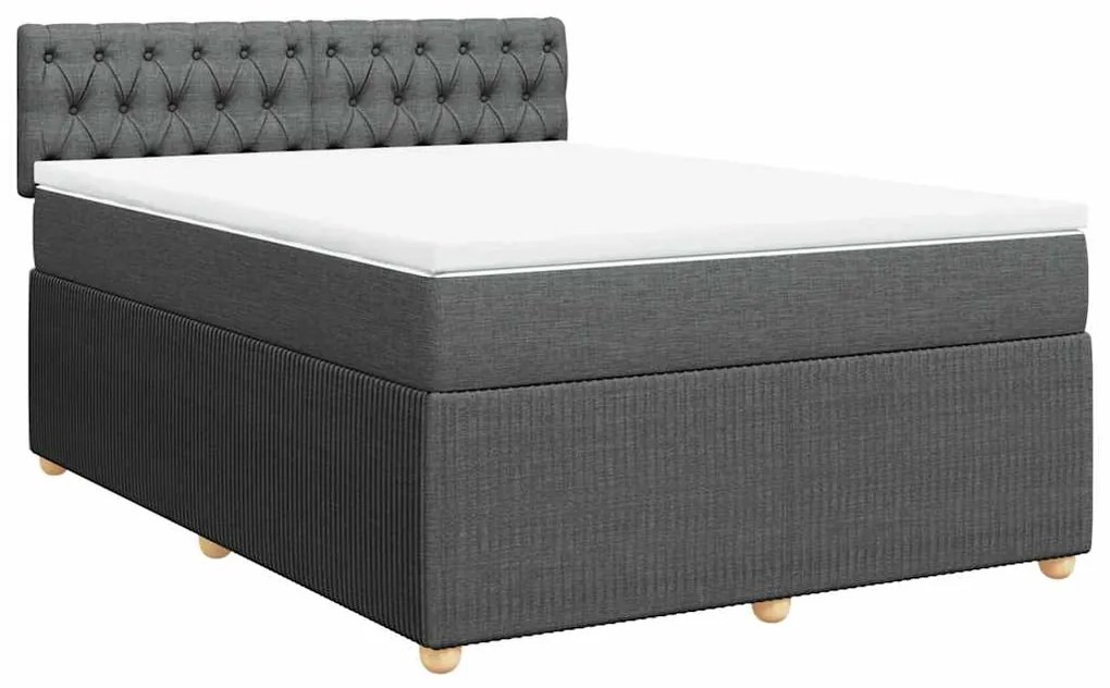 Cama com molas/colchão 160x200 cm tecido cinzento-escuro