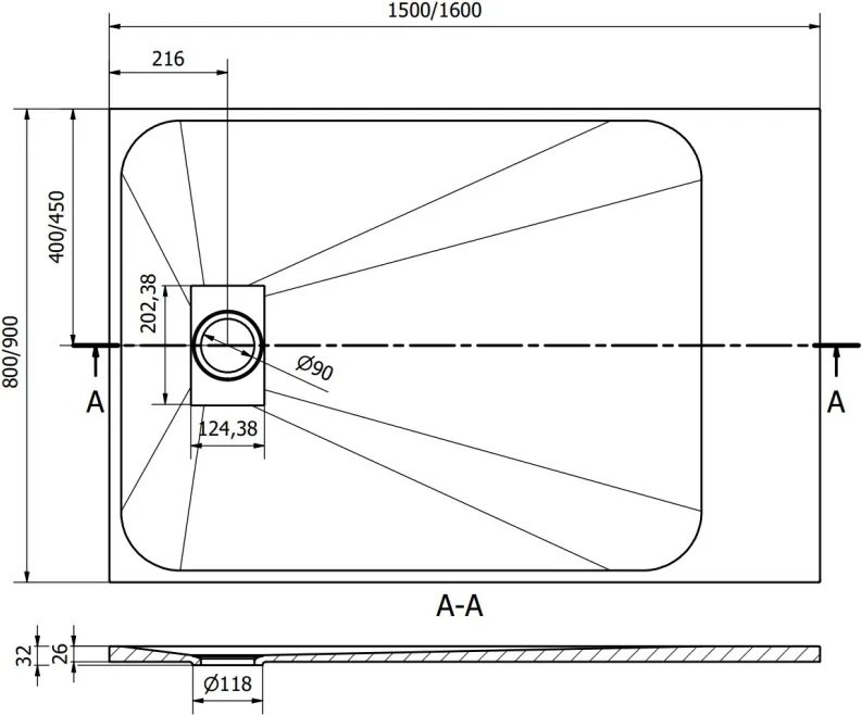 Mexen Hugo base para duche retangular SMC 150 x 80 cm, branco - 42108015