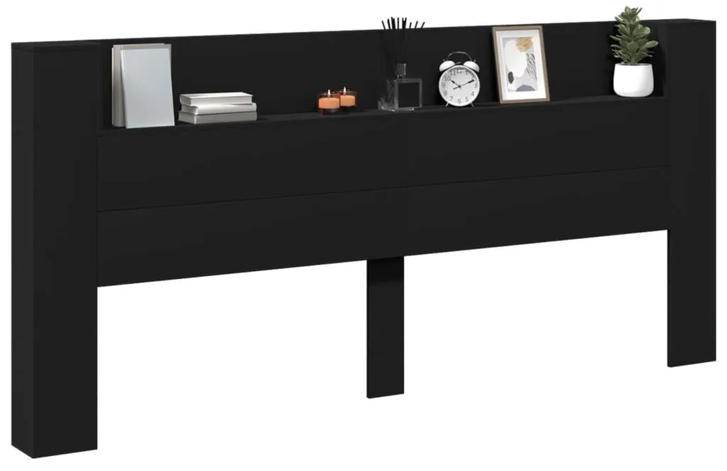 Armário de cabeceira com luzes LED 220x16,5x103,5 cm preto