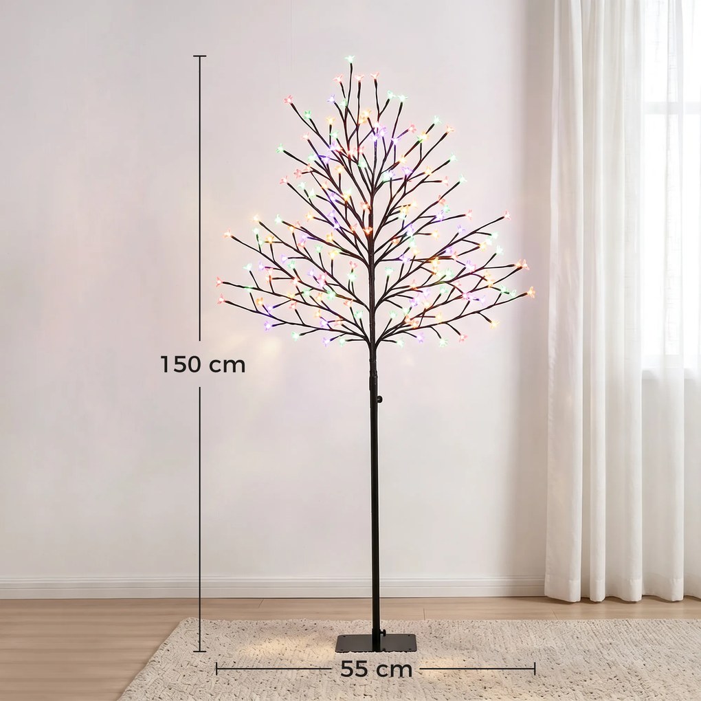 Árvore de Cerejeira Luminosa, 55 x 55 x 150 cm, 160 LED, Preto