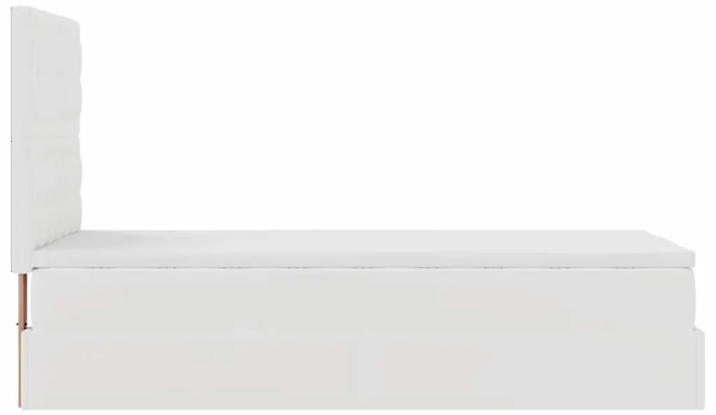 Cama otomana com colchão 100x200 cm couro artificial branco