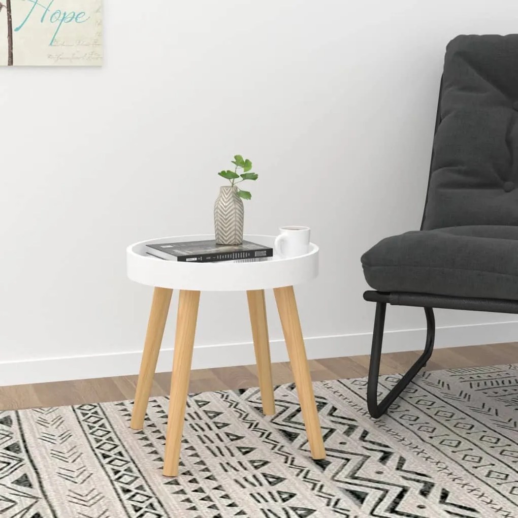 vidaXL Mesa de apoio 38x38x40 cm deriv. madeira/pinho maciço branco