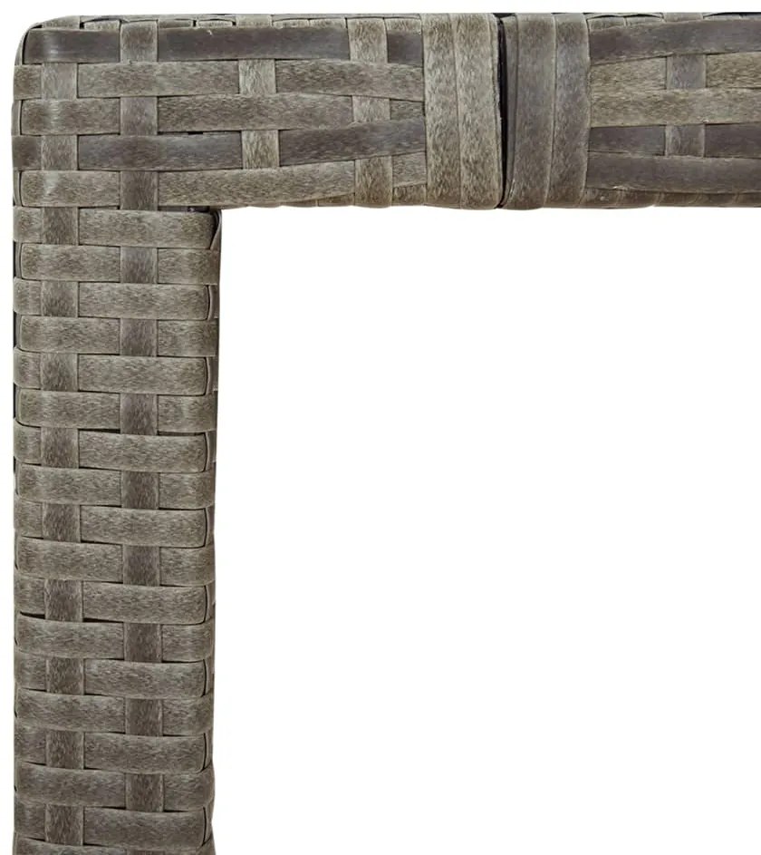 7 pcs conjunto de jantar p/ jardim c/ almofadões vime PE cinza