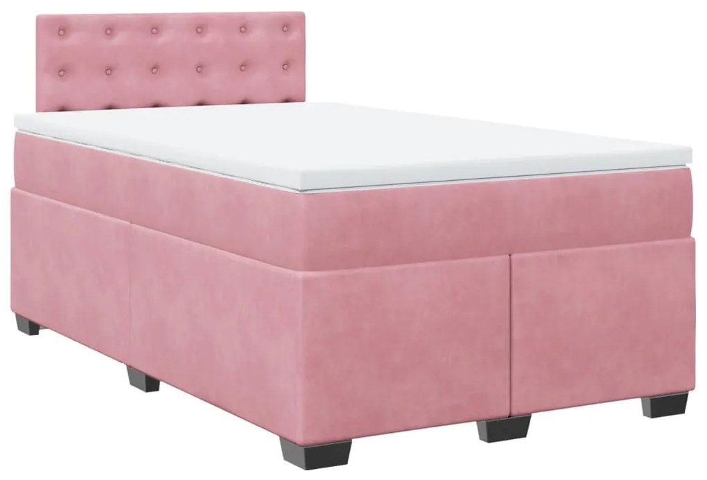 Cama boxspring com colchão 120x190 cm veludo rosa