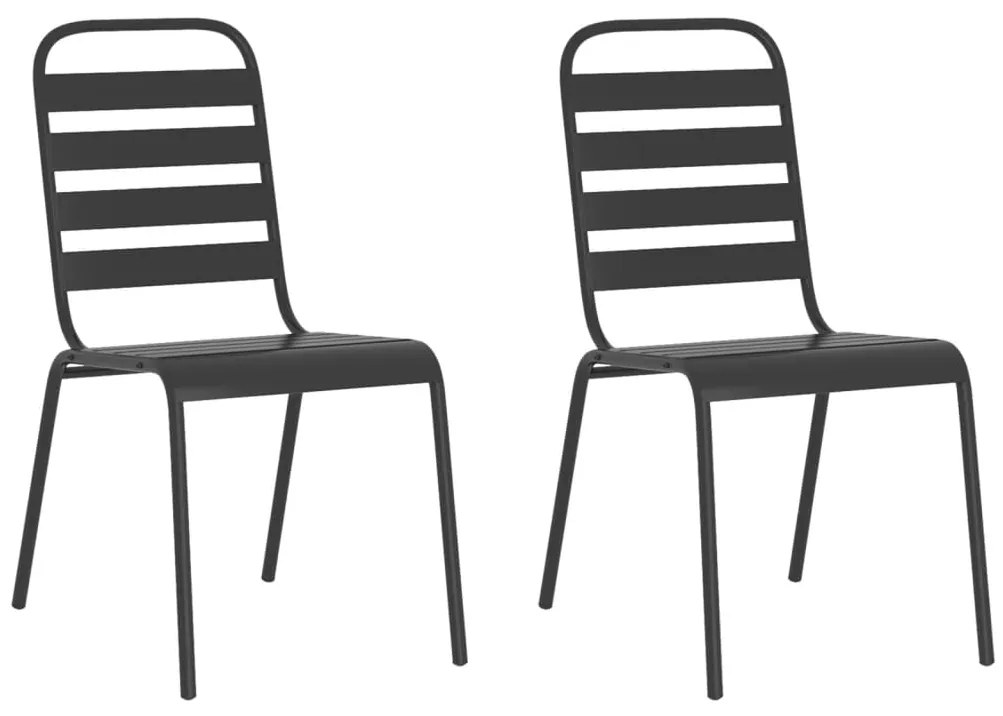 3 pcs conjunto de jantar para jardim aço antracite