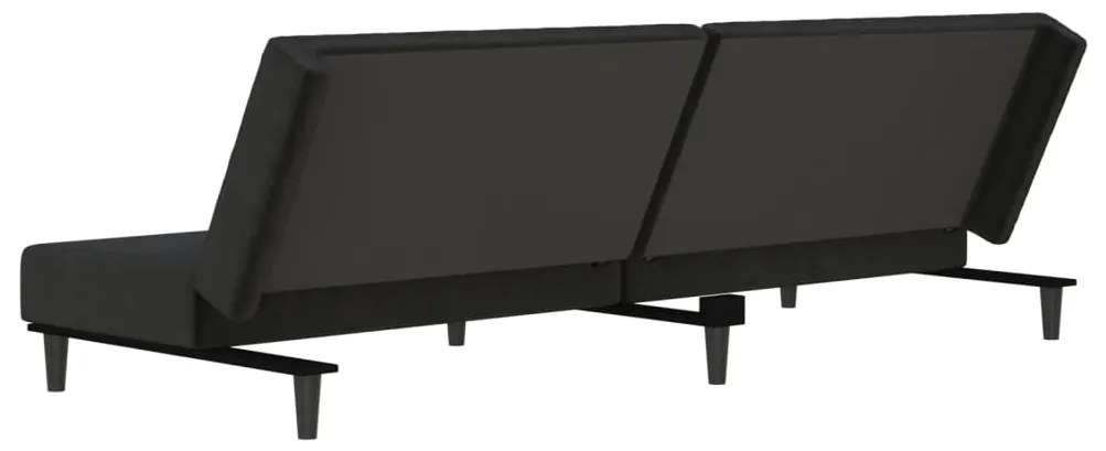 Sofá-cama de 2 lugares veludo preto