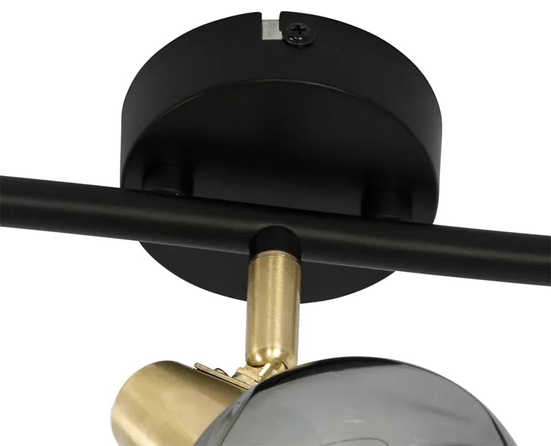 Plafon Art Deco dourado 56cm vidro fumê 3-luzes - VIDRO Art Deco