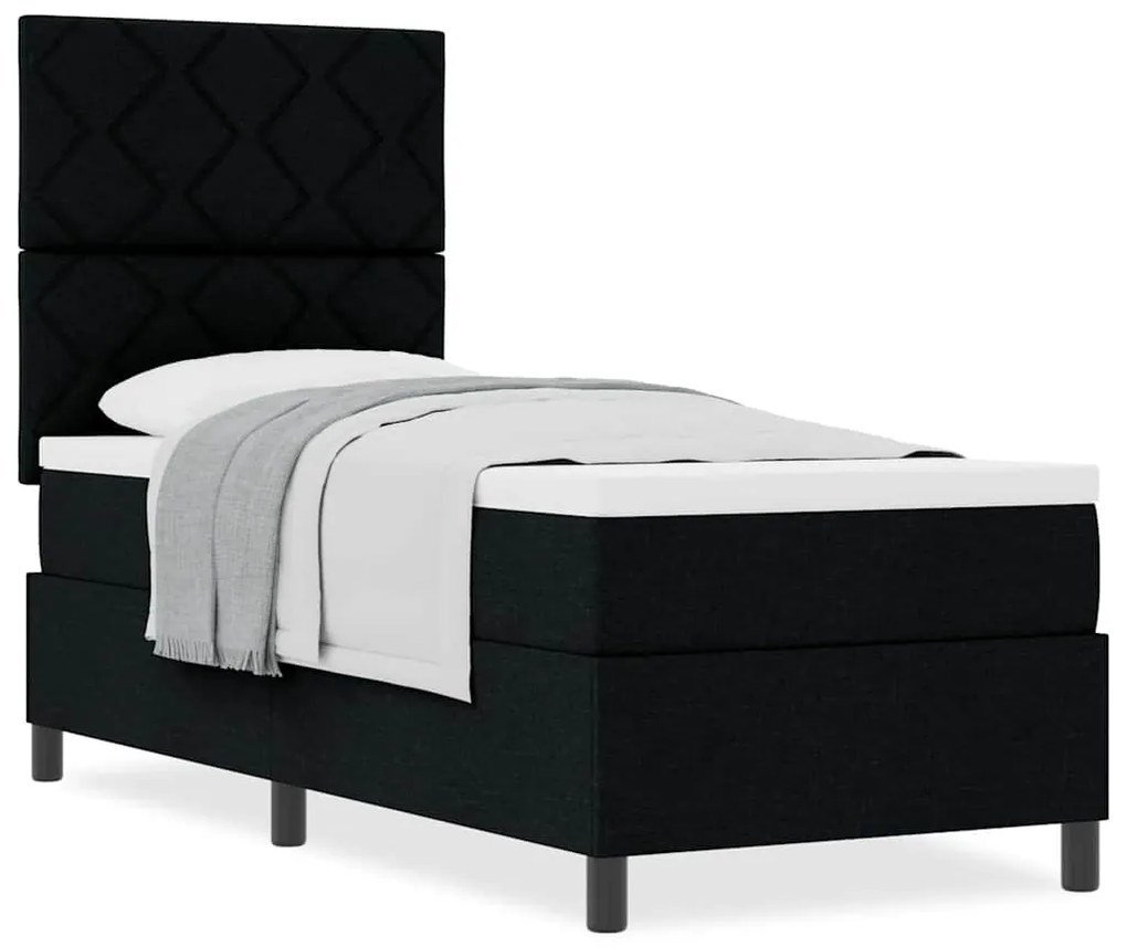 Cama Box com Colchão Preto 80x200 cm Tecido