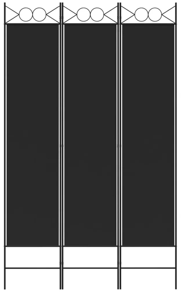 Divisória de quarto com 3 painéis 120x200 cm tecido preto
