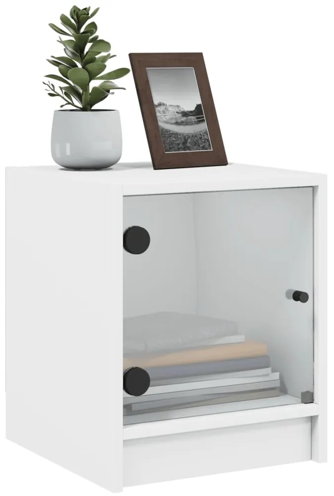 Mesa de cabeceira c/ porta de vidro 35x37x42 cm branco
