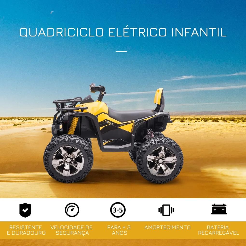Quadriciclo Elétrico 12V para Crianças acima de 3 Anos com Farol Música Pneus de Suspensão Botões Avance e Retrocesso Veículo Elétrico a Bateria 100x6