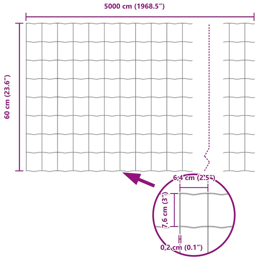 Cerca Euro 0.6x50 m Aço Galvanizado