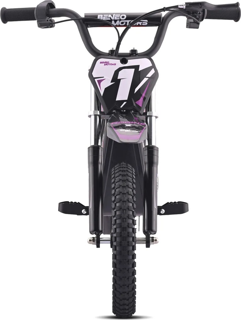 Mota elétrica infantil ROOKIE X 24V (14"), bateria de lítio, motor de 250 W, travão de disco Roxa