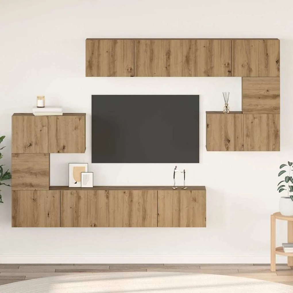 vidaXL Conjunto de móvel de TV 8 pcs Carvalho Artesanal