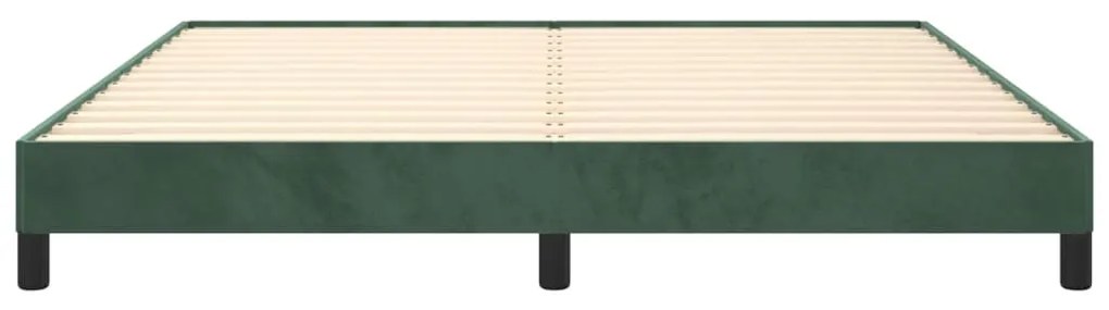 Estrutura de cama sem colchão 160x200 cm veludo verde-escuro