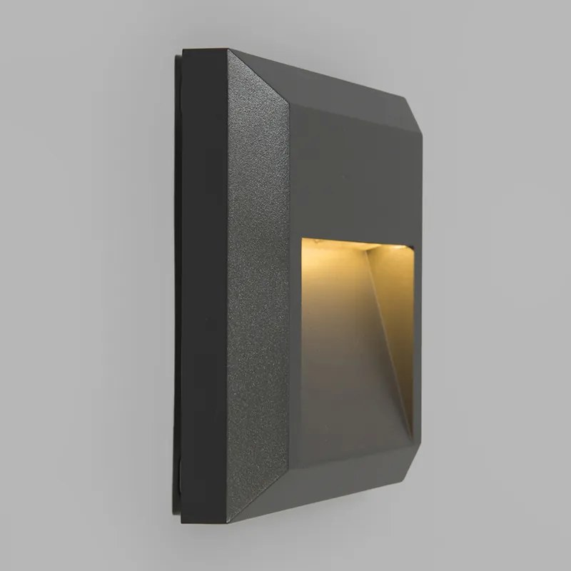 Candeeiro de parede moderno cinzento escuro quadrado com LED - Gem