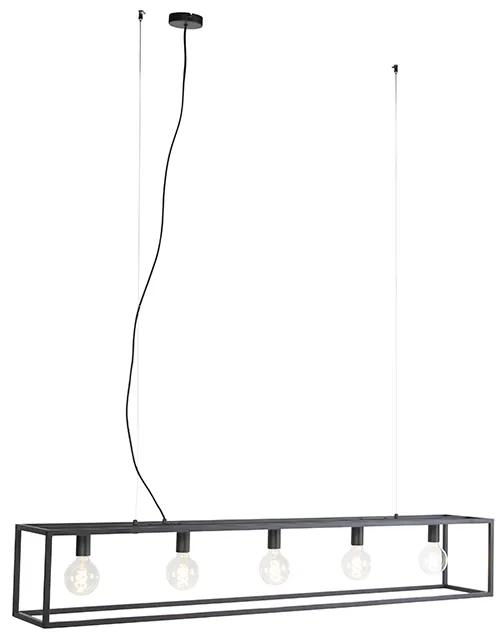 Candeeiro de suspensão retangular moderno preto 5-light - Cage Moderno
