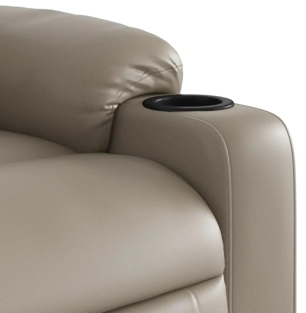 Poltrona massagens reclinável elevatória couro art. cappuccino
