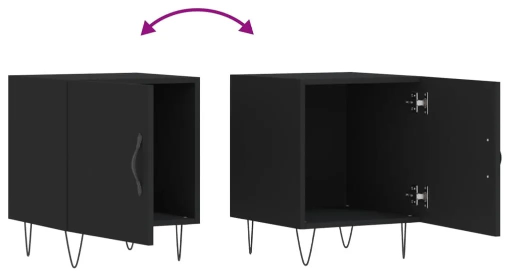 Mesa de cabeceira 2 pcs 40x40x50 cm derivados de madeira preto