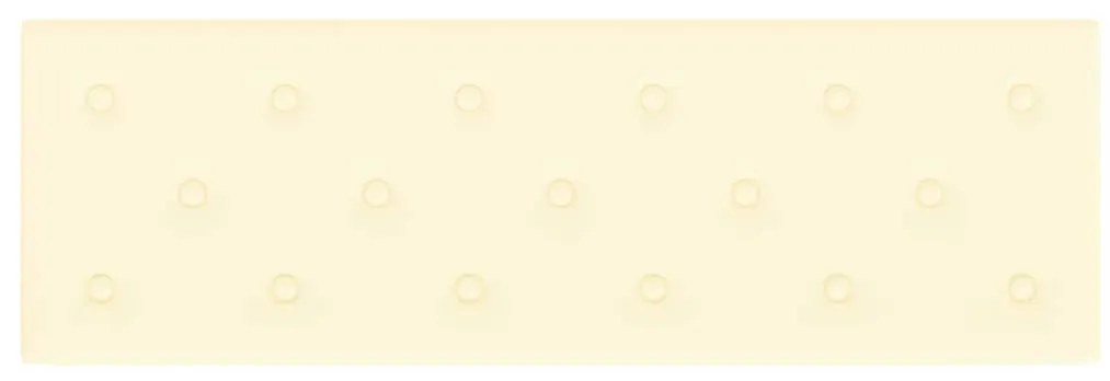 Painel de parede 12 pcs 90x30 cm couro artificial 3,24 m² creme